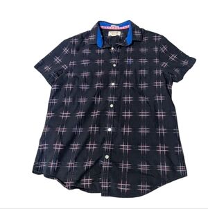 Original Penguin Shirt Button Up Short Sleeve Navy Cotton Preppy Large